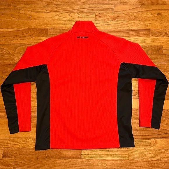 Spyder Core Men’s Orange Half Zip Thermal Waffle Pullover Sweater Jacket Large - Picture 3 of 4